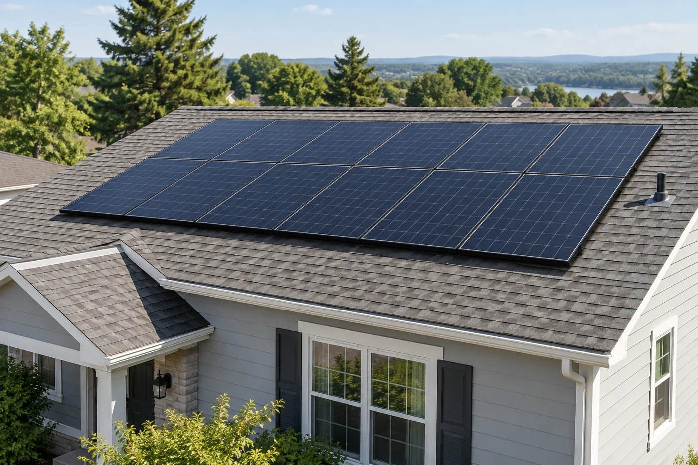 Residential rooftop solar panel installation